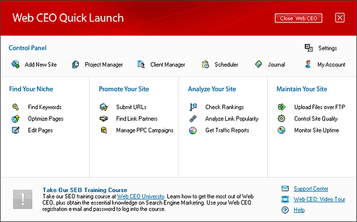 Web CEO Screenshot